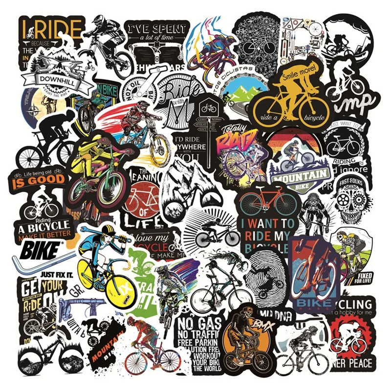 Mountain Biking Quotes - 50PCS Waterproof Mountain Bike Stickers Cool